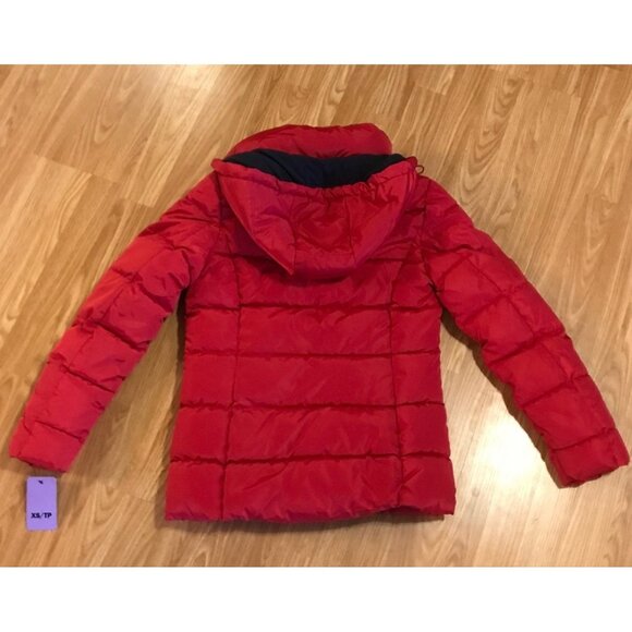 Tommy Hilfiger Womens Red Puffer Jacket Removable Hood XS 100% Polyester NEW - Picture 15 of 16